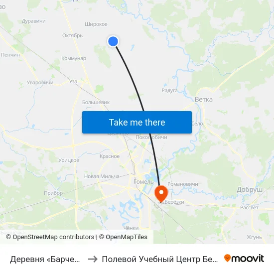 Деревня «Барченки» to Полевой Учебный Центр Белгута map