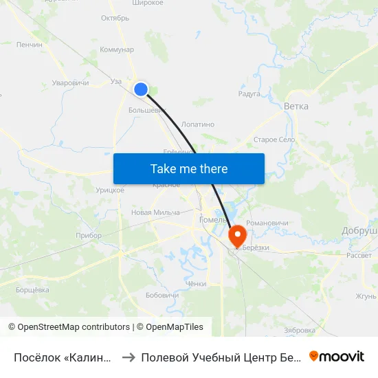 Посёлок «Калинино» to Полевой Учебный Центр Белгута map