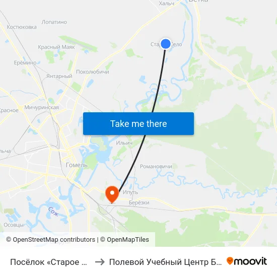 Посёлок «Старое Село» to Полевой Учебный Центр Белгута map