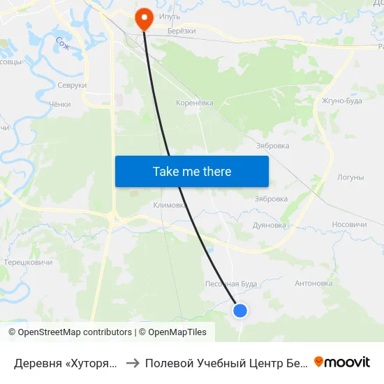 Деревня «Хуторянка» to Полевой Учебный Центр Белгута map