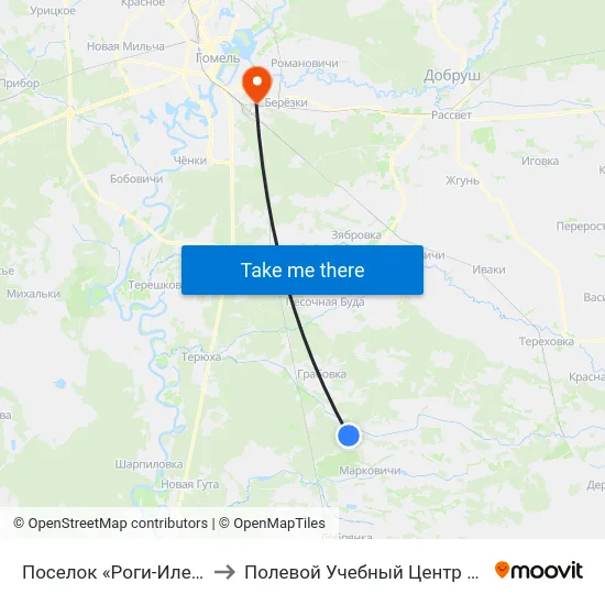 Поселок «Роги-Илецкий» to Полевой Учебный Центр Белгута map