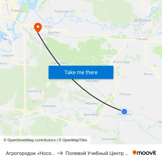 Агрогородок «Носовичи» to Полевой Учебный Центр Белгута map