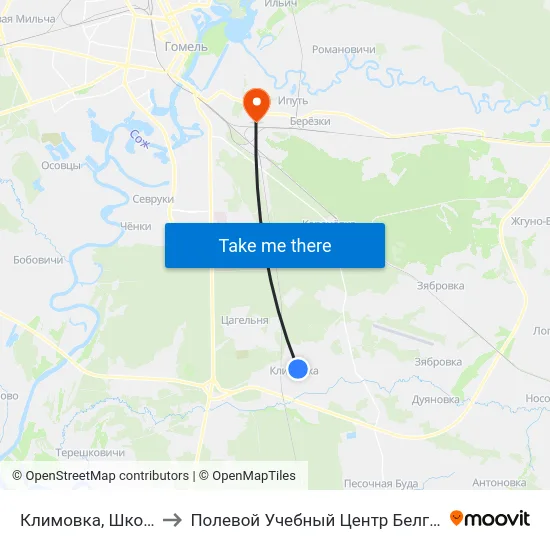 Климовка, Школа to Полевой Учебный Центр Белгута map