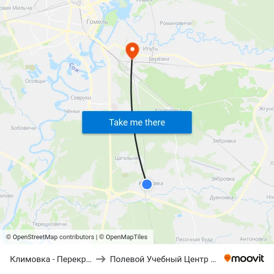 Климовка - Перекресток to Полевой Учебный Центр Белгута map