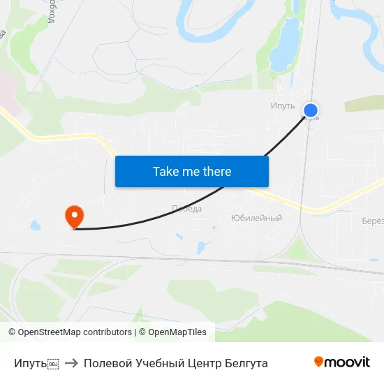 Ипуть￼ to Полевой Учебный Центр Белгута map