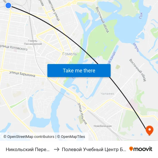 Никольский Переезд￼ to Полевой Учебный Центр Белгута map