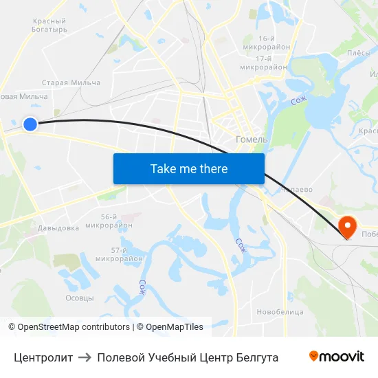 Центролит to Полевой Учебный Центр Белгута map