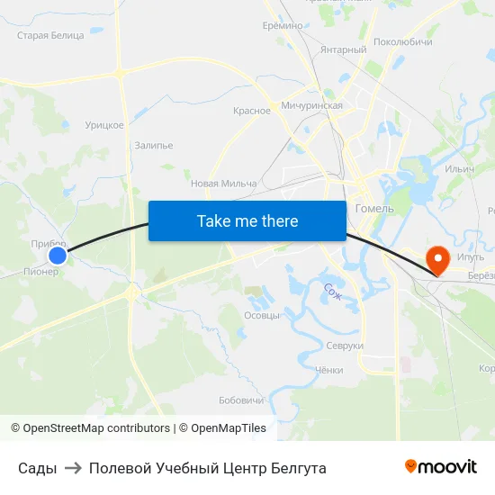 Сады to Полевой Учебный Центр Белгута map