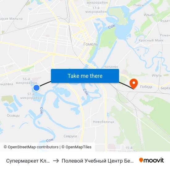 Супермаркет Класс to Полевой Учебный Центр Белгута map