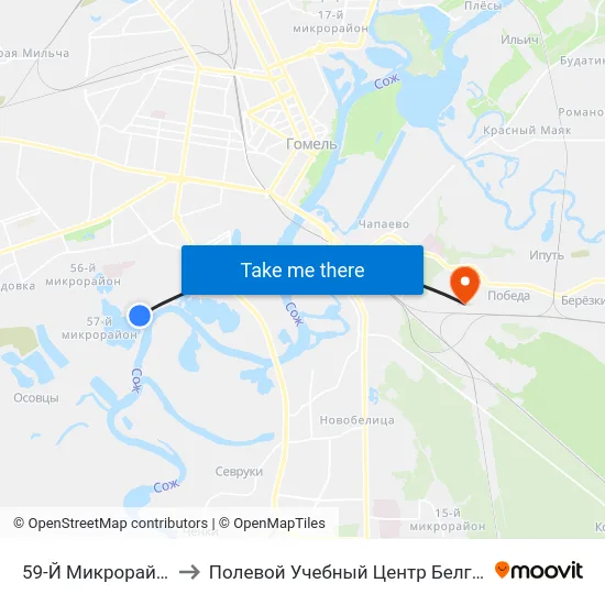 59-Й Микрорайон to Полевой Учебный Центр Белгута map