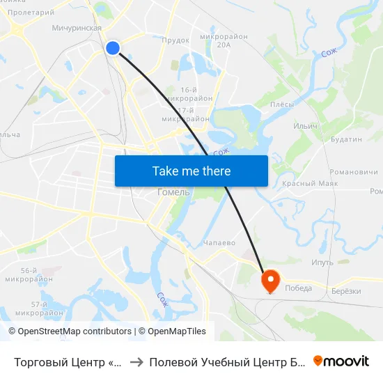 Торговый Центр «Ома» to Полевой Учебный Центр Белгута map
