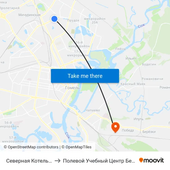Северная Котельная to Полевой Учебный Центр Белгута map