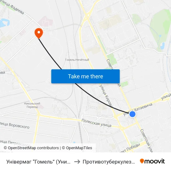 Універмаг “Гомель” (Универмаг «Гомель») to Противотуберкулезный Диспансер map