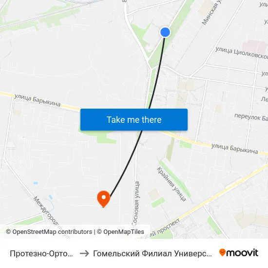 Протезно-Ортопедический Центр to Гомельский Филиал Университета Гражданской Защиты Мчс map