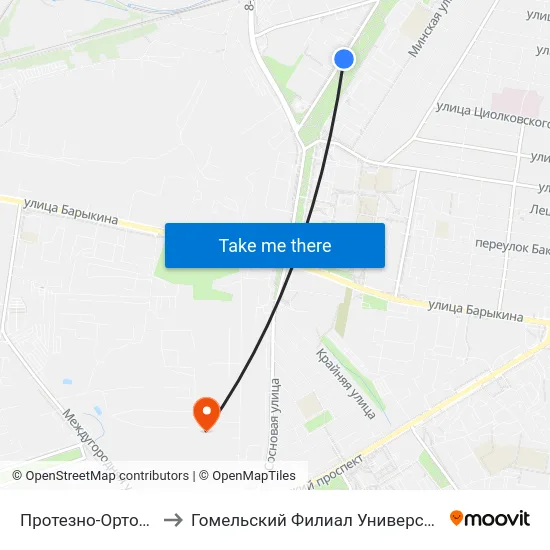 Протезно-Ортопедический Центр to Гомельский Филиал Университета Гражданской Защиты Мчс map