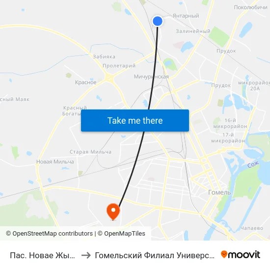 Пас. Новае Жыццё (Новая Жизнь) to Гомельский Филиал Университета Гражданской Защиты Мчс map