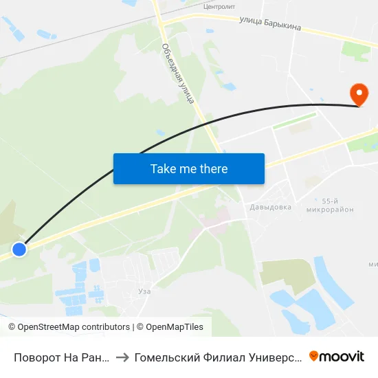 Поворот На Рандовское Кладбище to Гомельский Филиал Университета Гражданской Защиты Мчс map