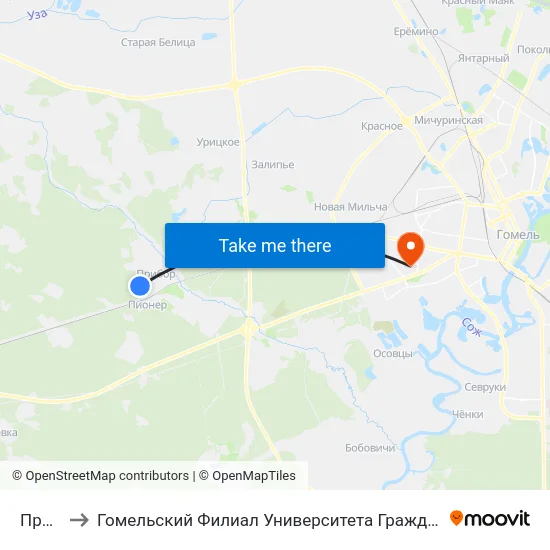 Прибор to Гомельский Филиал Университета Гражданской Защиты Мчс map