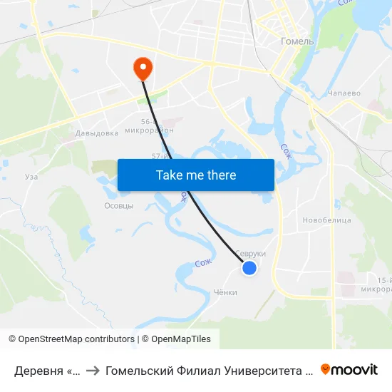 Деревня «Севруки» to Гомельский Филиал Университета Гражданской Защиты Мчс map