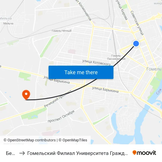 Белгут to Гомельский Филиал Университета Гражданской Защиты Мчс map