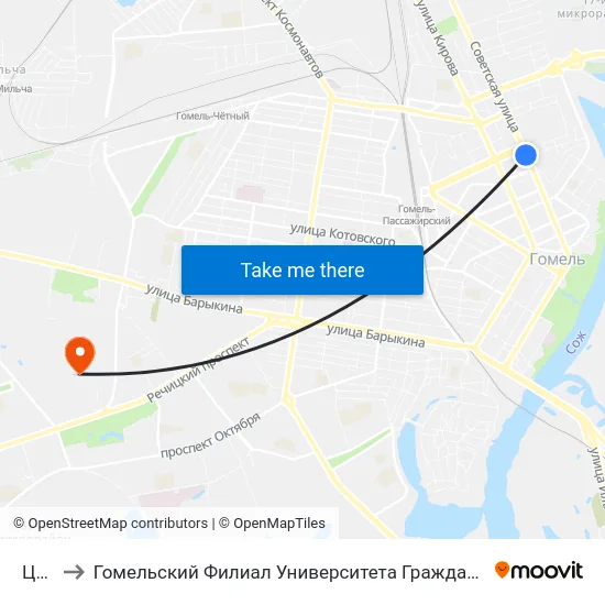 Цирк to Гомельский Филиал Университета Гражданской Защиты Мчс map