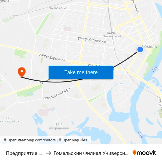 Предприятие «Станкогомель» to Гомельский Филиал Университета Гражданской Защиты Мчс map