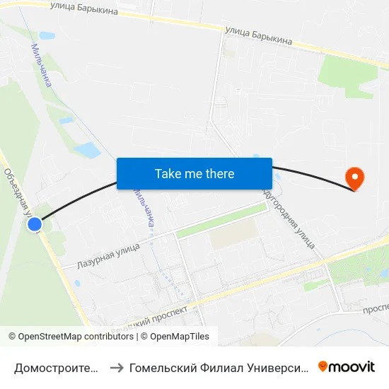 Домостроительный Комбинат to Гомельский Филиал Университета Гражданской Защиты Мчс map