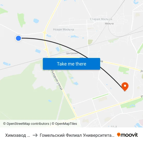 Химзавод (Высадка) to Гомельский Филиал Университета Гражданской Защиты Мчс map