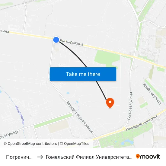 Пограничная Группа to Гомельский Филиал Университета Гражданской Защиты Мчс map