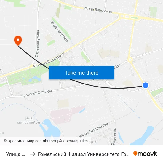 Улица Жукова to Гомельский Филиал Университета Гражданской Защиты Мчс map