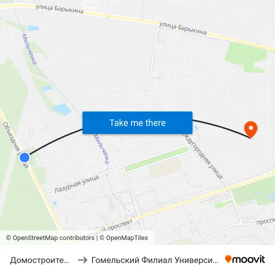 Домостроительный Комбинат to Гомельский Филиал Университета Гражданской Защиты Мчс map
