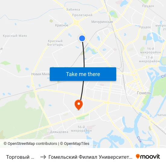 Торговый Центр «Ома» to Гомельский Филиал Университета Гражданской Защиты Мчс map