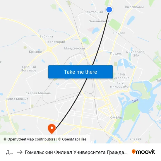 Дачи to Гомельский Филиал Университета Гражданской Защиты Мчс map