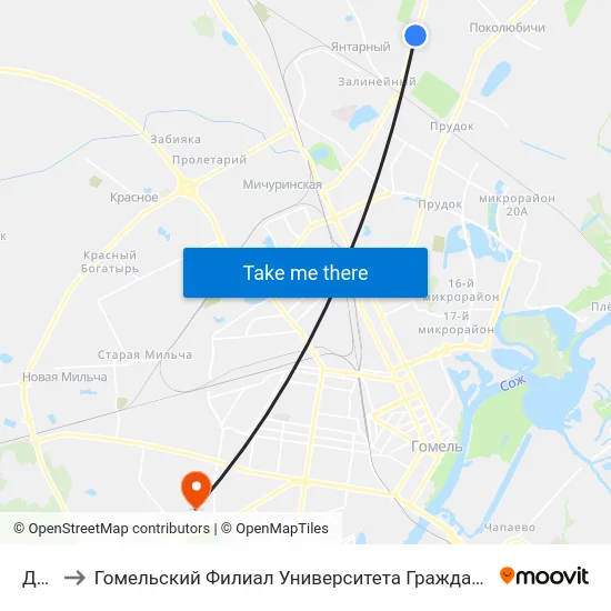 Дачи to Гомельский Филиал Университета Гражданской Защиты Мчс map