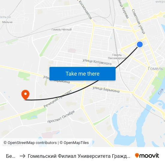 Белгут to Гомельский Филиал Университета Гражданской Защиты Мчс map