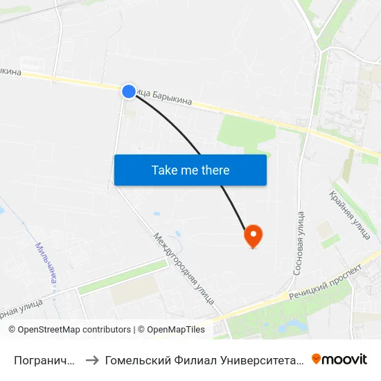 Пограничная Группа to Гомельский Филиал Университета Гражданской Защиты Мчс map