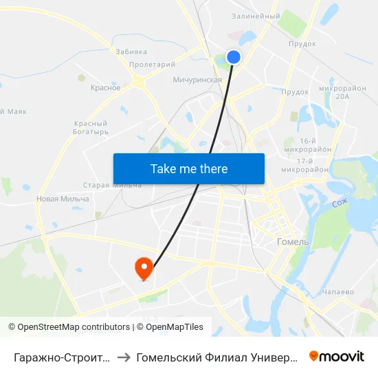 Гаражно-Строительный Кооператив to Гомельский Филиал Университета Гражданской Защиты Мчс map