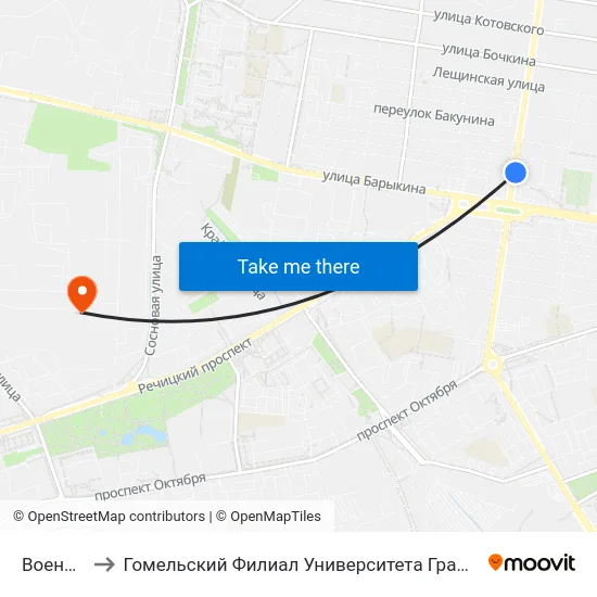 Военкомат to Гомельский Филиал Университета Гражданской Защиты Мчс map