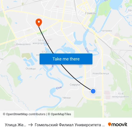 Улица Жемчужная to Гомельский Филиал Университета Гражданской Защиты Мчс map