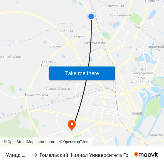 Улица Майская to Гомельский Филиал Университета Гражданской Защиты Мчс map