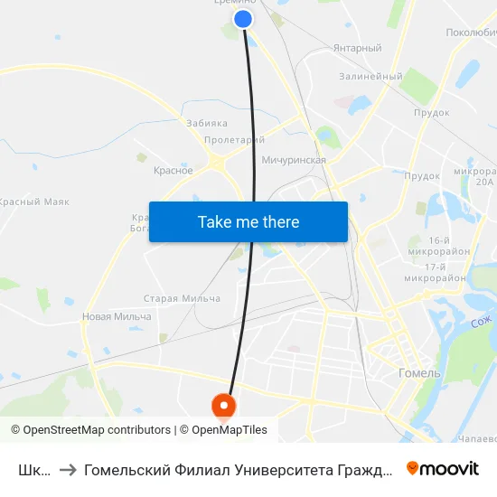 Школа to Гомельский Филиал Университета Гражданской Защиты Мчс map