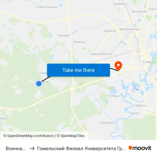 Военная Часть to Гомельский Филиал Университета Гражданской Защиты Мчс map