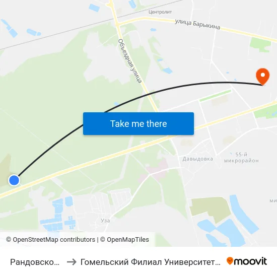 Рандовское Кладбище to Гомельский Филиал Университета Гражданской Защиты Мчс map