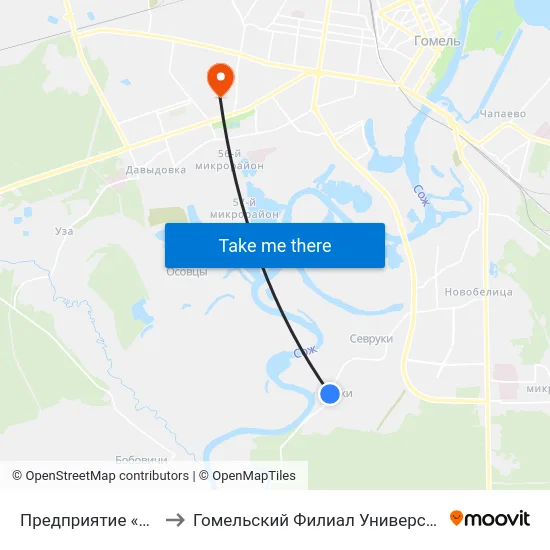 Предприятие «Внешгомельстрой» to Гомельский Филиал Университета Гражданской Защиты Мчс map