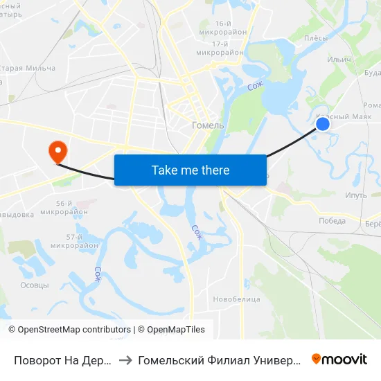 Поворот На Деревню «Романовичи» to Гомельский Филиал Университета Гражданской Защиты Мчс map