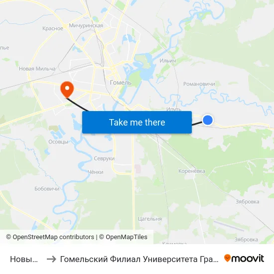 Новый Двор to Гомельский Филиал Университета Гражданской Защиты Мчс map