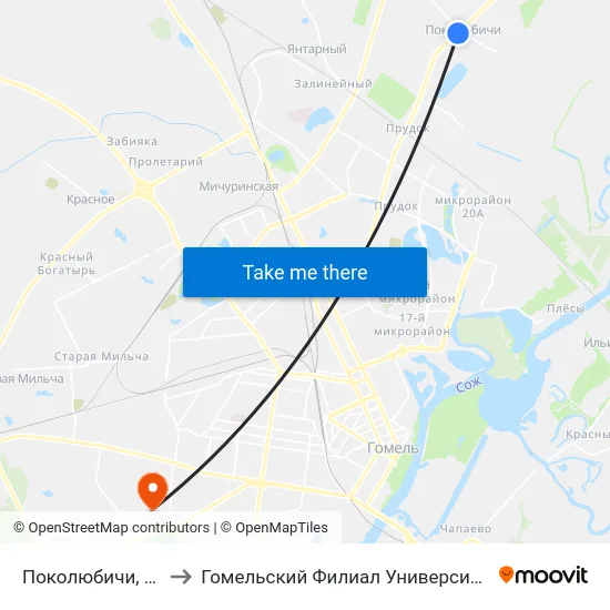 Поколюбичи, Улица Крупской to Гомельский Филиал Университета Гражданской Защиты Мчс map