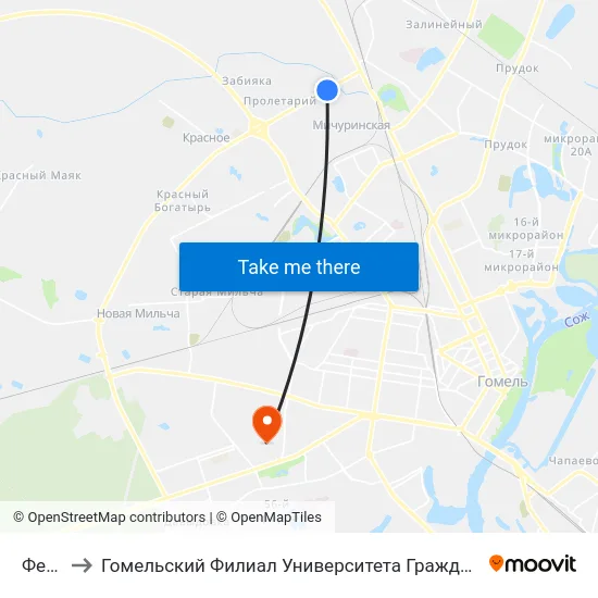 Ферма to Гомельский Филиал Университета Гражданской Защиты Мчс map