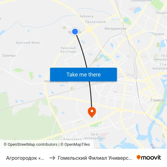 Агрогородок «Красное», Магазин to Гомельский Филиал Университета Гражданской Защиты Мчс map