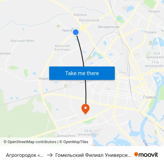 Агрогородок «Красное», Школа to Гомельский Филиал Университета Гражданской Защиты Мчс map